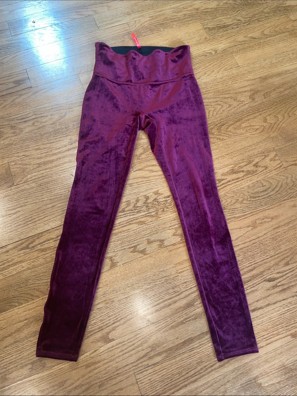 Luxurious! Flattering!  Size L Velvet Burgundy Spanx Leggings. Perfect condition
